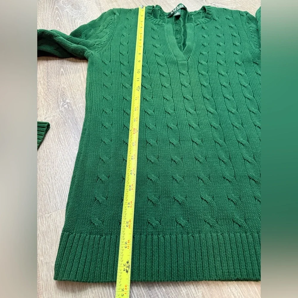 Lauren Ralph Lauren V-Neck Sweater Dark Green Small - Picture 5 of 7